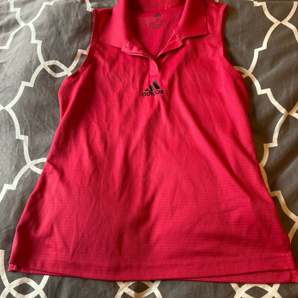 adidas Women's Sleeveless Polo Tank - Fuchsia Pink
